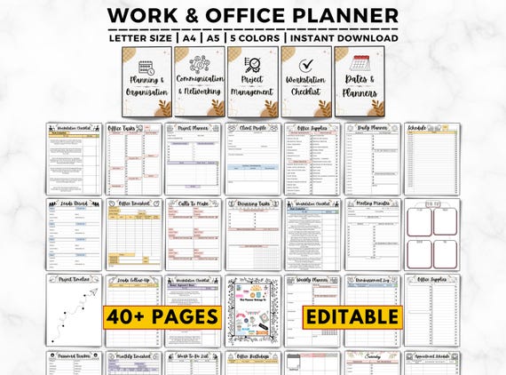 Office Tasks Planner, Work Planner, Office Organizer, Work To Do List, Work Schedule, Meetings Work Emails, Work From Home, Employee Planner