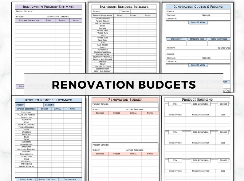 Home Renovation Planner, Home Improvement Planner For DIY Projects, Renovation Checklist, Renovation Budget, Interior Design, House Remodel image 8