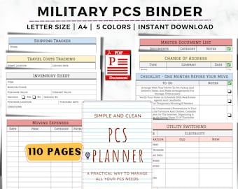 Military PCS Move Planner, Checklist, Relocation Binder (Printable)