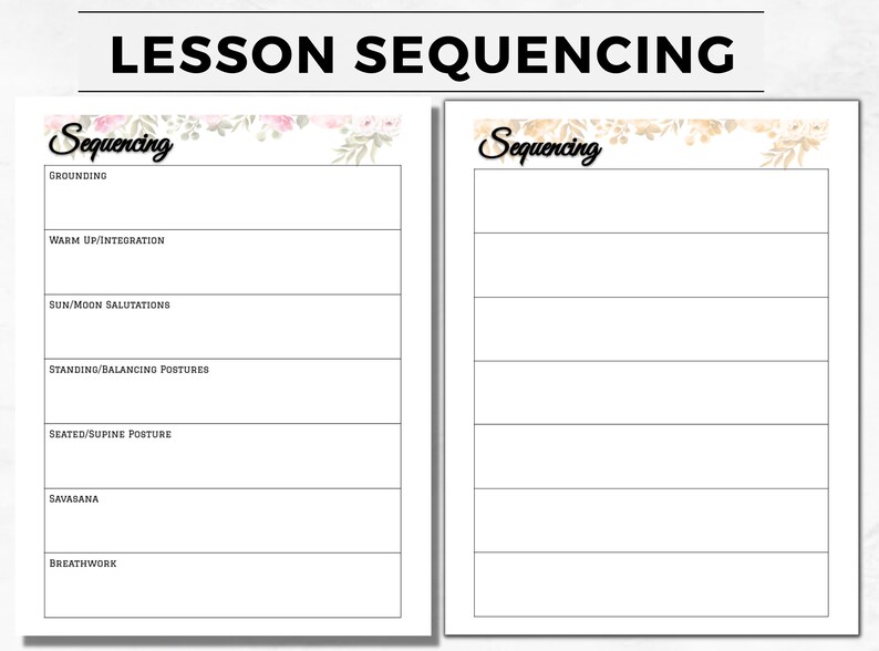Yoga Teacher Class Planner, Fillable Sequencing Template (digital PDF ...