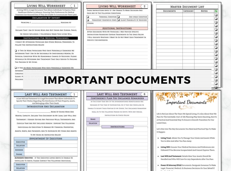 End of Life Planner, Fillable Emergency Planner, Last Wishes Planner, Estate Planning, Will, Final Preparation, What If Binder, Just In Case image 7