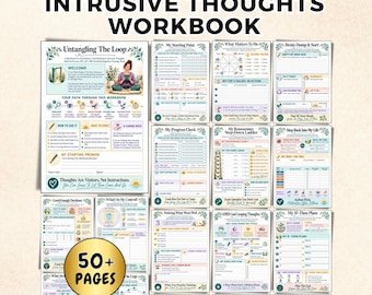 Intrusive Thoughts & Rumination Workbook, Overthinking Journal CBT DBT ADHD Worksheets Ocd Anxiety Coping Skills, Therapist Counseling Tools