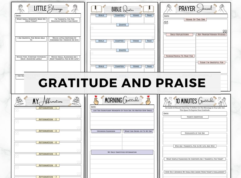 Prayer Journal, Bible Study, Gratitude, Sermon Notes (Digital Download) image 5
