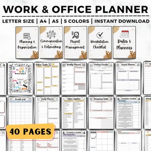 Office Tasks Planner, Work Planner, Office Organizer, Work To Do List, Work Schedule, Meetings Work Emails, Work From Home, Employee Planner