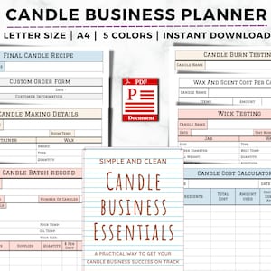 Candle Business Planner, Candle Making Business, Start up Planner, Candle Making and Testing Template, Candle Recipe, Candle Maker Planner