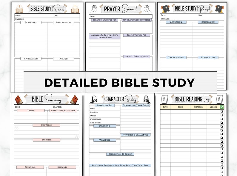 Prayer Journal, Bible Study, Gratitude, Sermon Notes (Digital Download) image 3