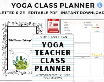 Yoga Teacher Class Planner, Fillable Sequencing Template (Digital PDF)