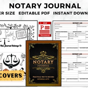 Printable Notary Journal, Notary Public Record Book to Log Notarial ...