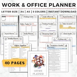 Kantoortakenplanner, werkplanner, kantoororganisator, takenlijst, werkschema, vergaderingen, e-mails, werk vanuit huis, werknemersplanner