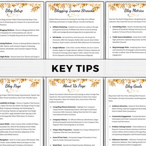 May include: A colorful infographic with gold floral accents and key tips for setting up a blog, including choosing a platform, finding the right niche, creating engaging content, and monetizing your blog.