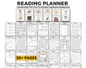 Reading Journal Printable, Book Reading Planner, Reading Challenge, Book Review, Book Shelf, Monthly Reading Journal, Reading Tracker Bundle