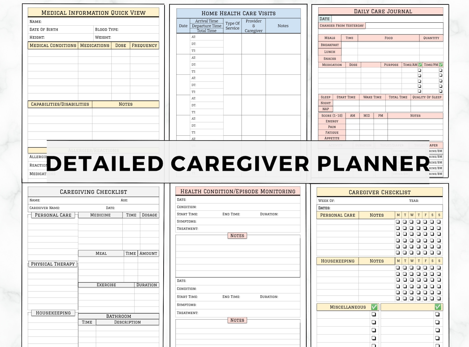 Caregiver Planner Printable Home Health Care Form Caregiver - Etsy