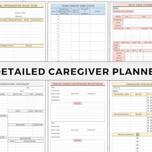 Caregiver Planner Printable, Home Health Care Form, Caregiver Daily Log ...