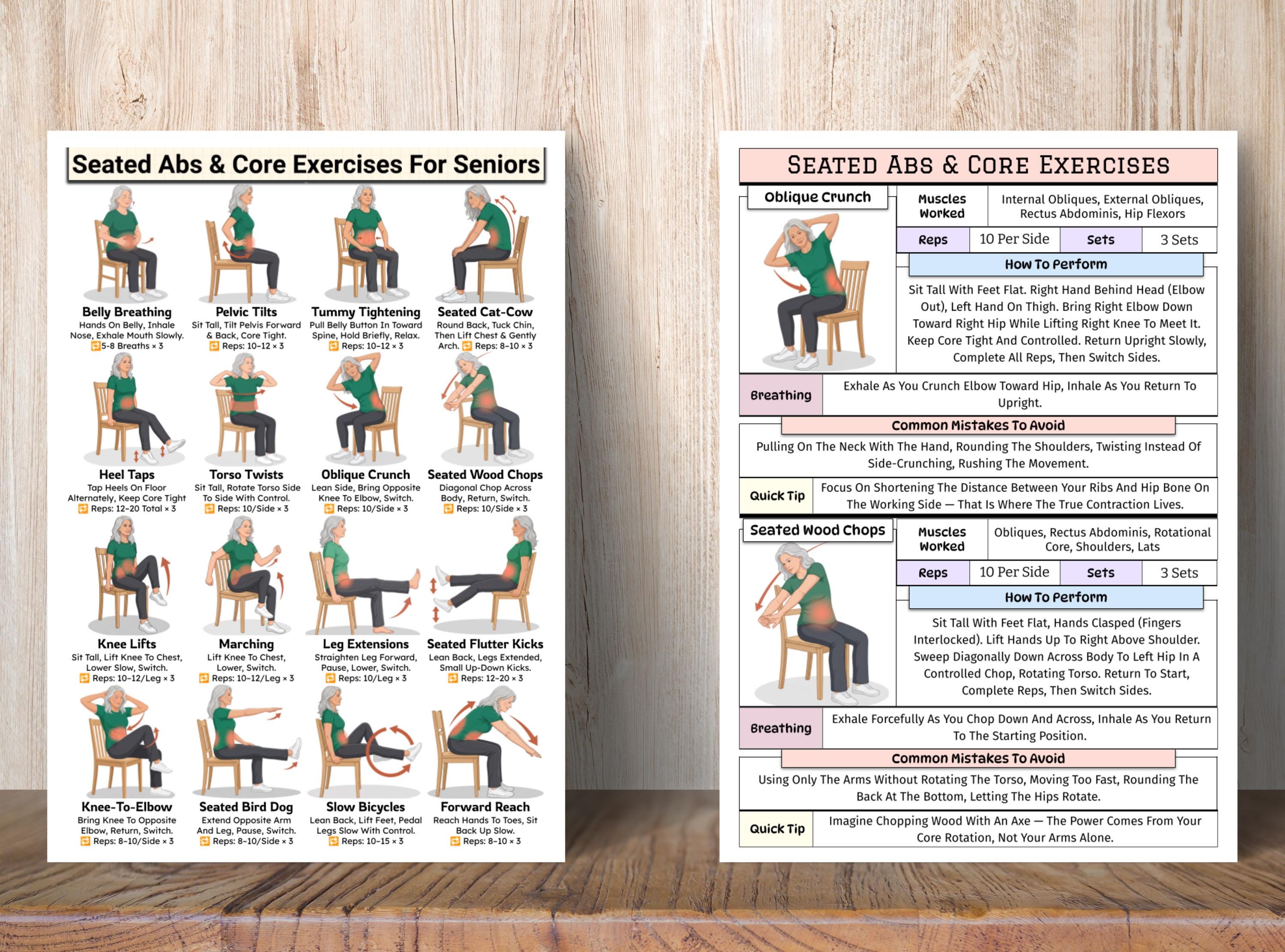 Seated Ab and Core Exercises for Seniors, Gentle Chair Workout ...