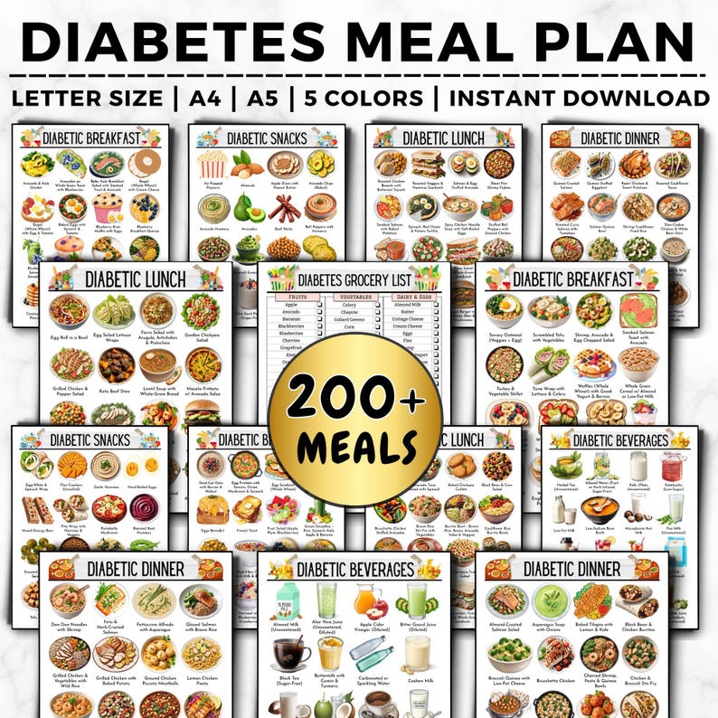 Diabetic Meal Plan Bundle, Diabetes Grocery List,Diabetic Food List,Diabetes Meal Planner, Diabetic Diet, Diabetes Meal, Diabetic Food Chart image 1