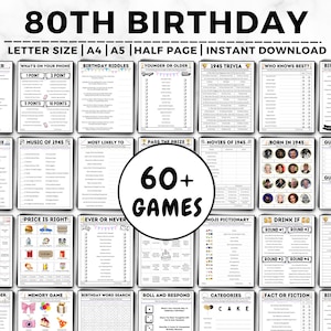 80th Birthday Party Games, Born in 1945, 80th Birthday Games, Born In 1945 Games, Trivia Game, Price Is Right, 1945 Born, 1945 Birthday