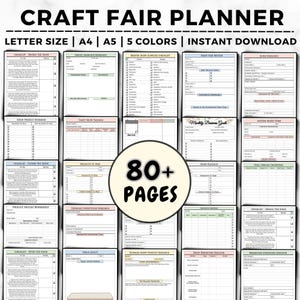 Craft Fair Planner, Craft Show Templates, Market Stall Planner, Inventory Sheet, Sales Log, Craft Show Display Plan, Trade Show Organizer