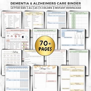 Dementia Care Planner, Printable Alzheimer&#39;s Caregiver Binder, Elderly Care Journal, Senior Care Template, Nursing Home Care Sheets