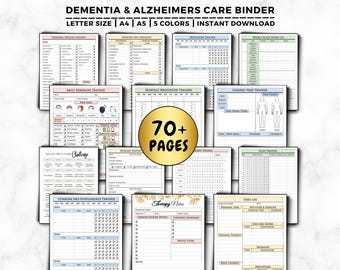 Dementia Care Planner, Printable Alzheimer's Caregiver Binder, Elderly Care Journal, Senior Care Template, Nursing Home Care Sheets