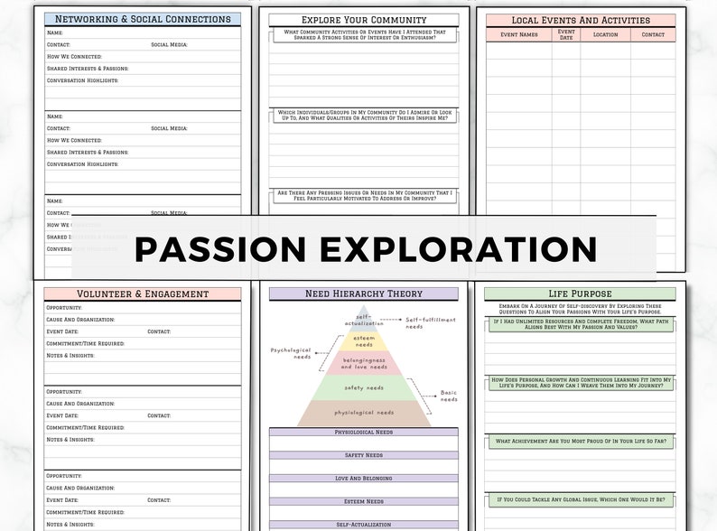 Find Your Passion Planner, Life Purpose Workbook, How To Find Your Passion and Purpose, Life Coaching, Self-Care Worksheet, Passion Journal image 5