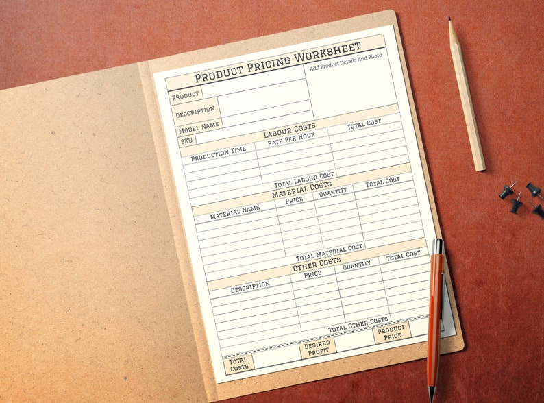 Product Pricing Sheet Printable &amp; Editable Pricing Worksheet - Etsy