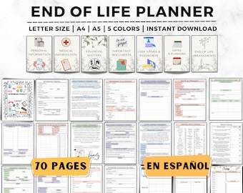 End of Life Planner In Spanish, Last Wishes Planner, Will, Final Preparations, What If Binder, Emergency Planner, End Of Life Planning