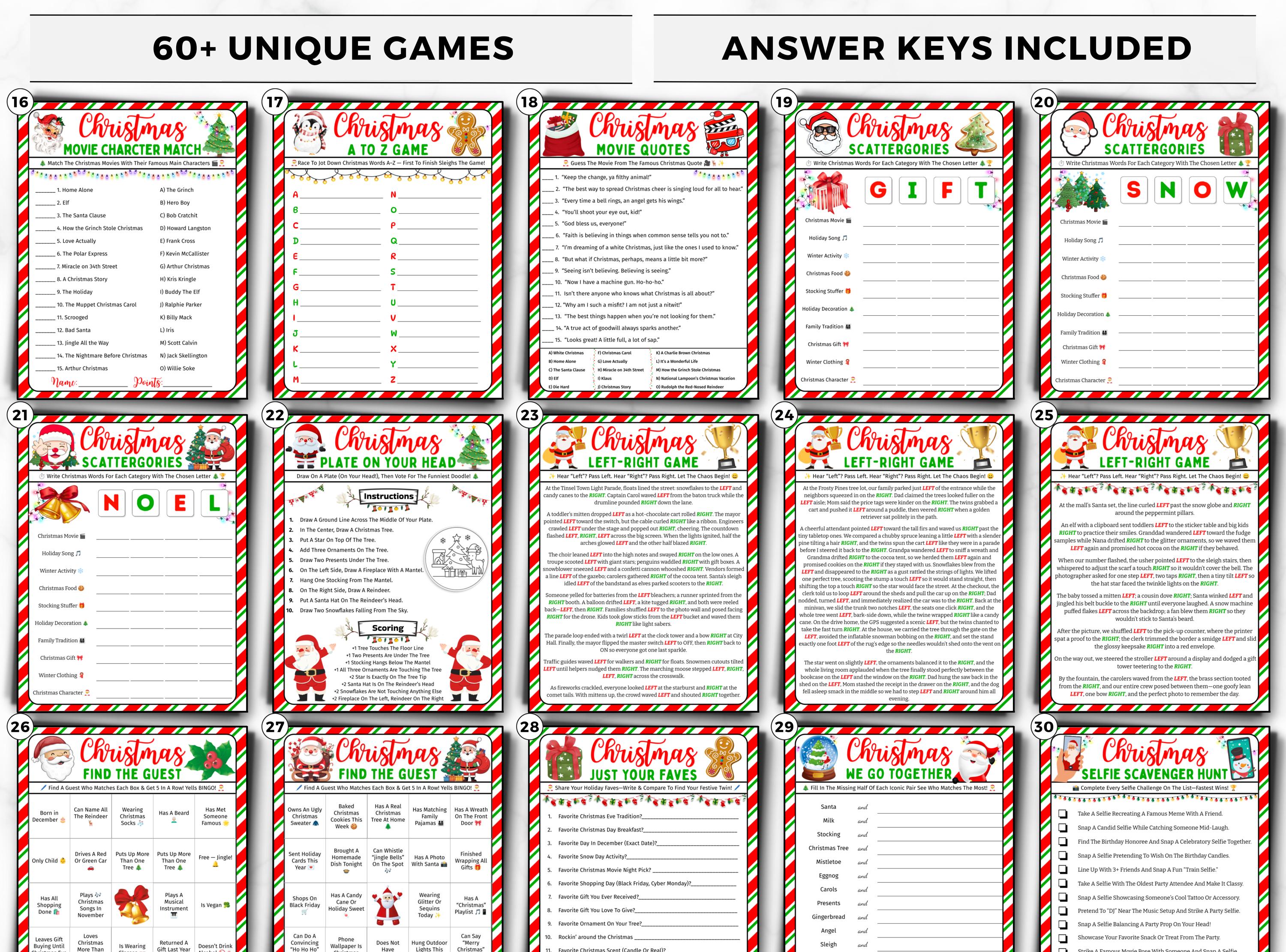 Christmas Games Bundle, 90 Christmas Party Games for Adults and Kids ...
