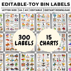 Toy Bin Labels, Toy Bin Labels Editable, Playroom Labels, Trofast Labels, Montessori, Homeschool, Pre-K Classroom, Playroom Organization