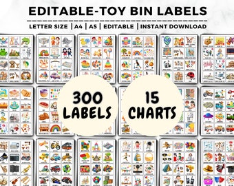 Toy Bin Labels, Toy Bin Labels Editable, Playroom Labels, Trofast Labels, Montessori, Homeschool, Pre-K Classroom, Playroom Organization