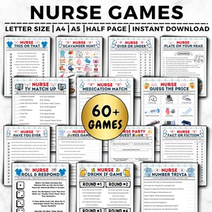 Nurse Games Bundle, Nurse Party Games, Nurse Trivia Games, Nurse Activities, Nurse Week Nurse Student Nurse Retirement, Medical Party Games