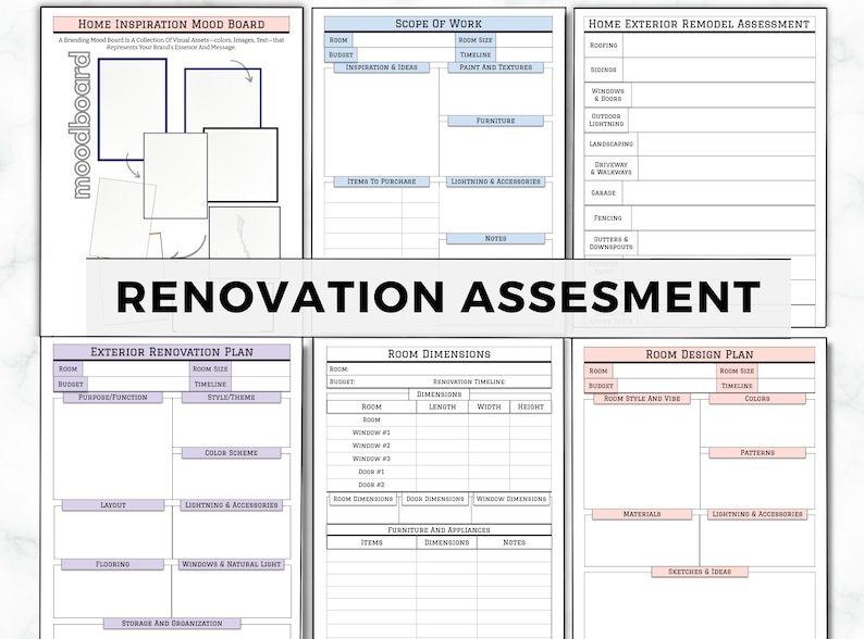 Home Renovation Planner, Home Improvement Planner For DIY Projects, Renovation Checklist, Renovation Budget, Interior Design, House Remodel image 4