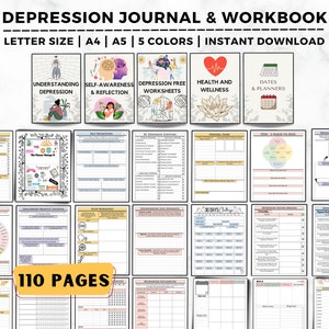 Depression Mental Health Journal, Depression Workbook, CBT Worksheets, Coping Skills, Therapy Worksheets, DBT, Breaking the Depression Cycle