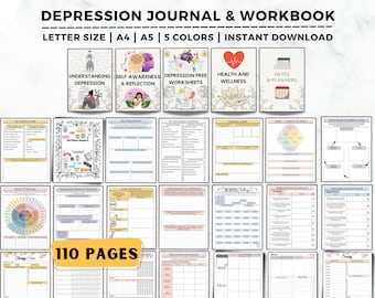 Depression Mental Health Journal, Depression Workbook, CBT Worksheets, Coping Skills, Therapy Worksheets, DBT, Breaking the Depression Cycle