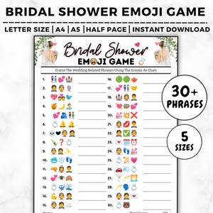 Bridal Shower Emoji Pictionary Game, WeddingBridal Shower Emoji, Bridal Party Games, Bridal Shower Emoji Game, Hen Party, Bridal Emoji Game