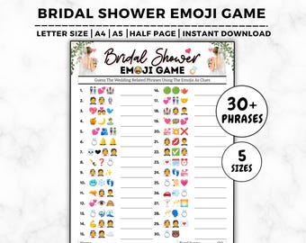 Brautdusche Emoji Pictionary Spiel, HochzeitBridal Shower Emoji, Brautparty Spiele, Bridal Shower Emoji Spiel, Hen Party, Braut Emoji Spiel