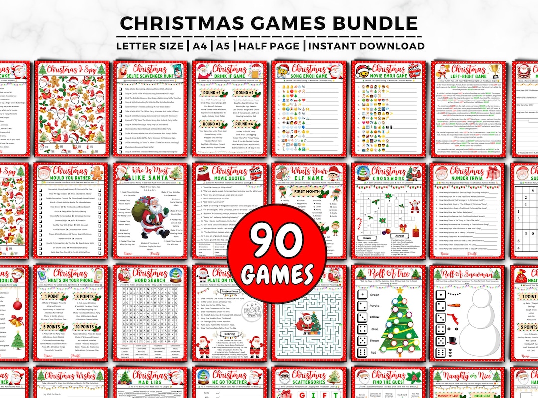 Christmas Games Bundle, 90 Christmas Party Games for Adults and Kids ...