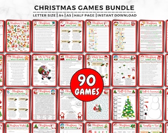 Christmas Games Bundle, 90 Christmas Party Games For Adults And Kids, Christmas Family Games Printable, Christmas Trivia, Holiday Party Game
