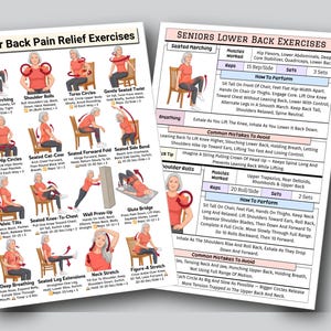 Back Pain Relief Exercises For Seniors, Lower Back Workout For Seniors, Chair Yoga Poster for Older Men, No Equipment Seated Exercise Chart image 8
