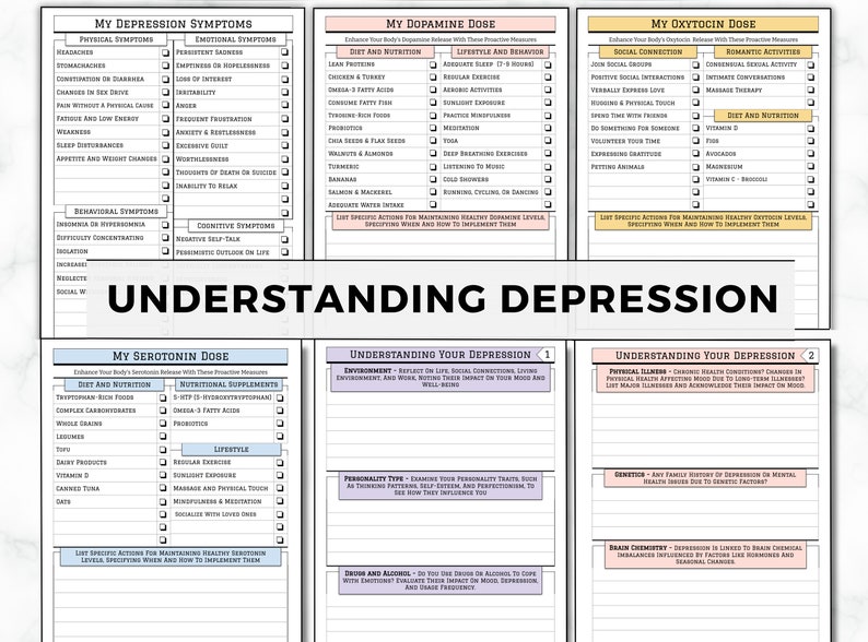 Depression Coping Skills Workbook | CBT + DBT Worksheets | Mental ...