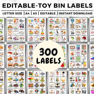 Toy Bin Labels, Toy Bin Labels Editable, Playroom Labels, Trofast Labels, Montessori, Homeschool, Pre-K Classroom, Playroom Organization