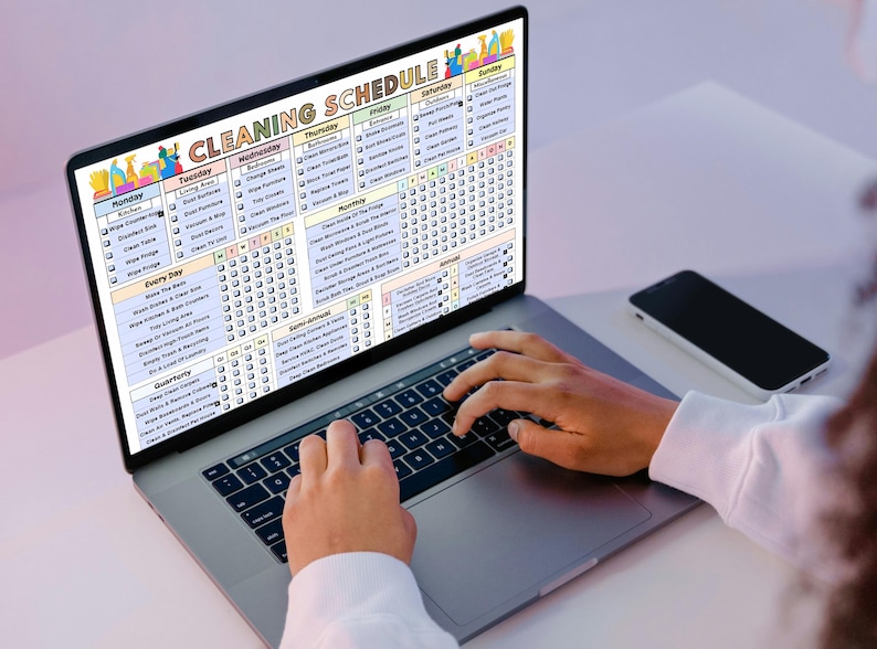 Elenco di controllo modificabile per il programma di pulizia: faccende settimanali, mensili e quotidiane (download digitale) immagine 5