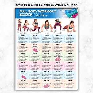 Défi d'entraînement complet du corps de 30 jours, renforcement des jambes, des bras et du tronc, exercices au poids du corps sans équipement, gymnastique suédoise fitness à domicile pour femmes PDF