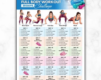 30 Day Full Body Workout Challenge, Strengthen Legs, Arms & Core, No Equipment Bodyweight Exercises, Calisthenics Home Fitness For Women PDF