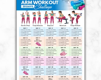30 Day Arm Workout Challenge, Arms Toning Dumbbell Exercises Plan, Biceps Shoulders Triceps Forearms, Upper Body Strength Training Chart PDF