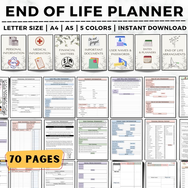 End of Life Planner, Last Wishes Planner, Estate Planning, Will, Final Preparations, What If Binder, Emergency Planner, End Of Life Planning