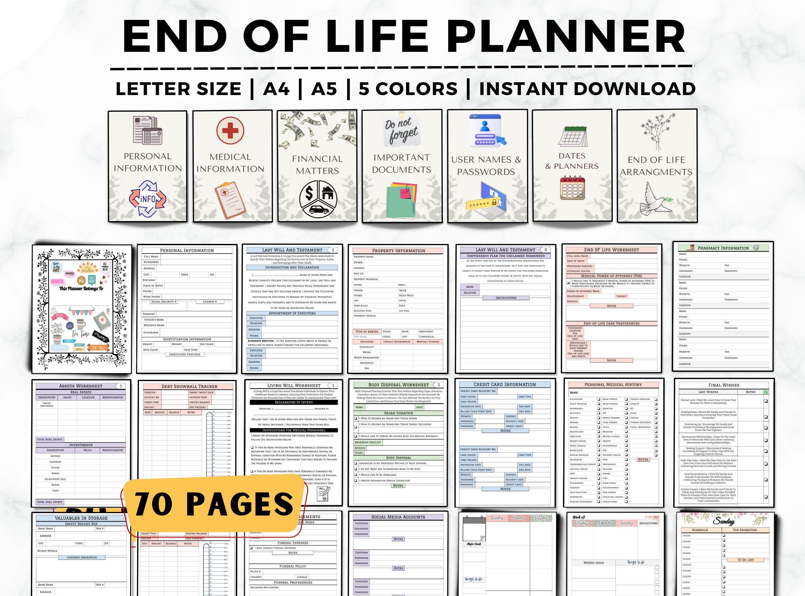 End of Life Planner, Last Wishes Planner, Estate Planning, Will, Final Preparations, What If Binder, Emergency Planner, End Of Life Planning