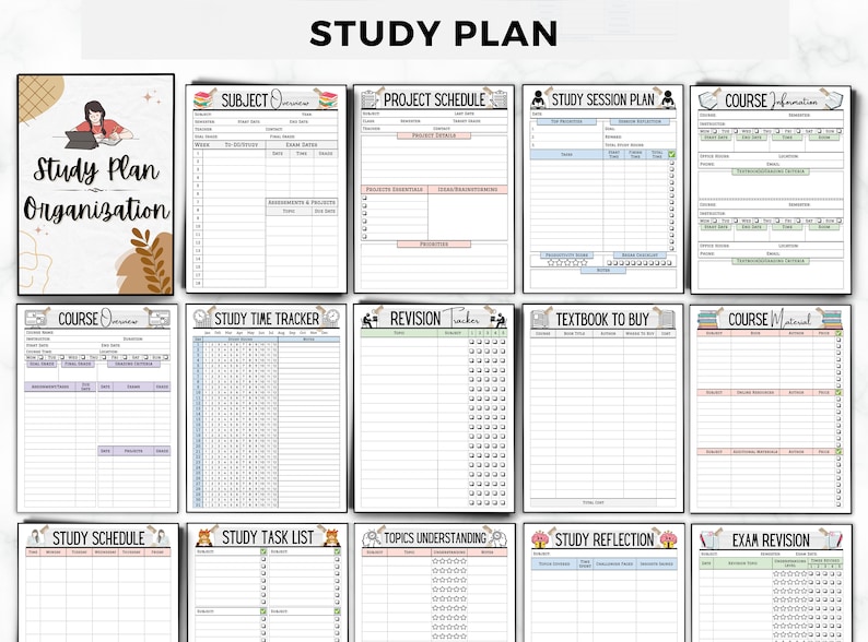 Student Planner Printable, Study Planner Bundle, Academic Planner, ADHD ...