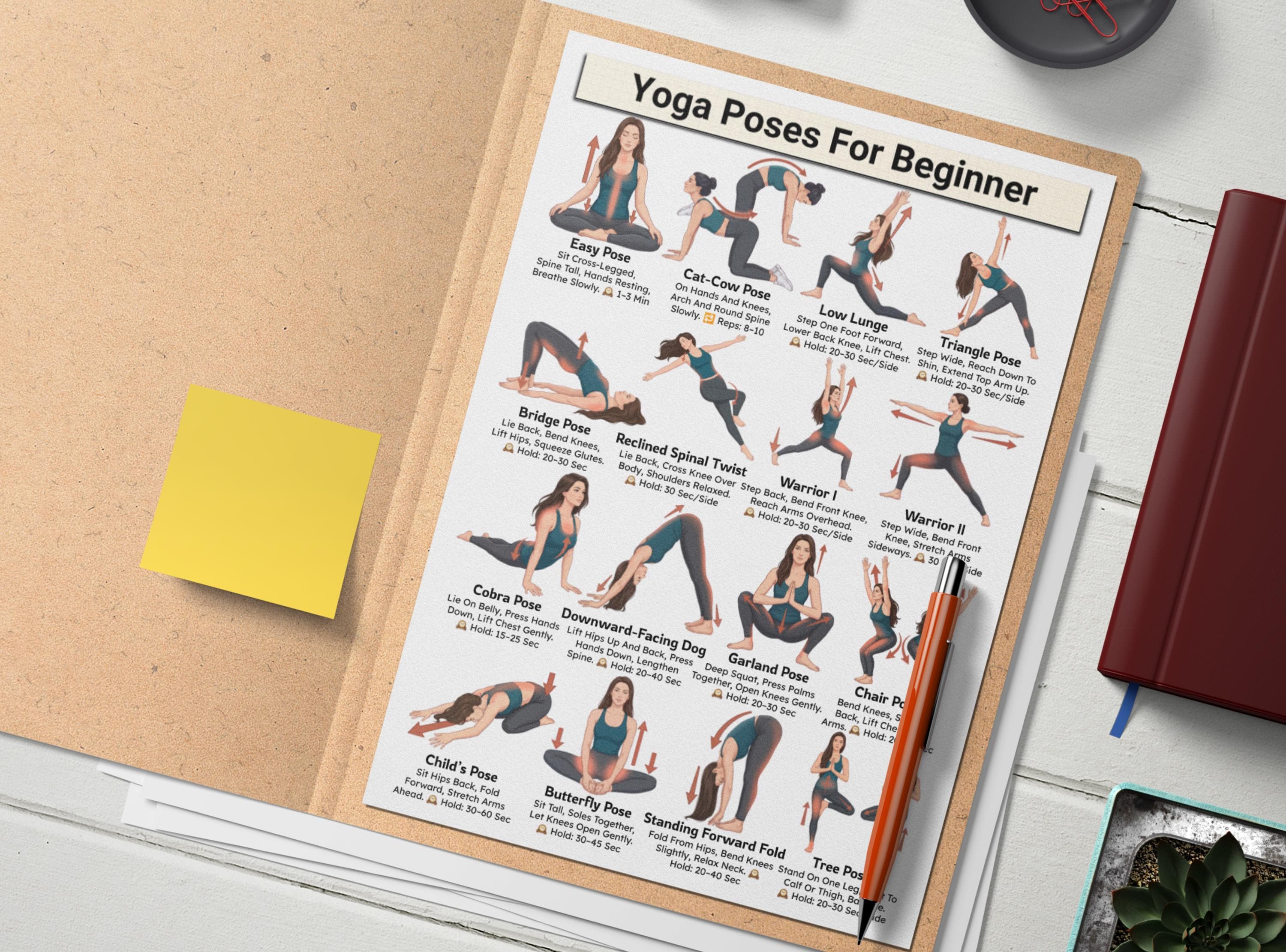 Basic Exercise Position Image Yoga Poses for Beginners Printable, Asanas Yoga Daily Routine, Daily ...