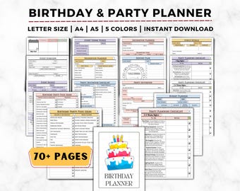 Birthday Party Planner: Event Checklist, Budget, Organizer (Printable)