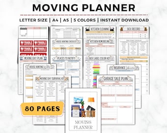 Moving Checklist, Moving Planner, Relocation Planner, Moving Labels, New Home Essential Checklist, Moving States, Garage Sale, Moving Binder